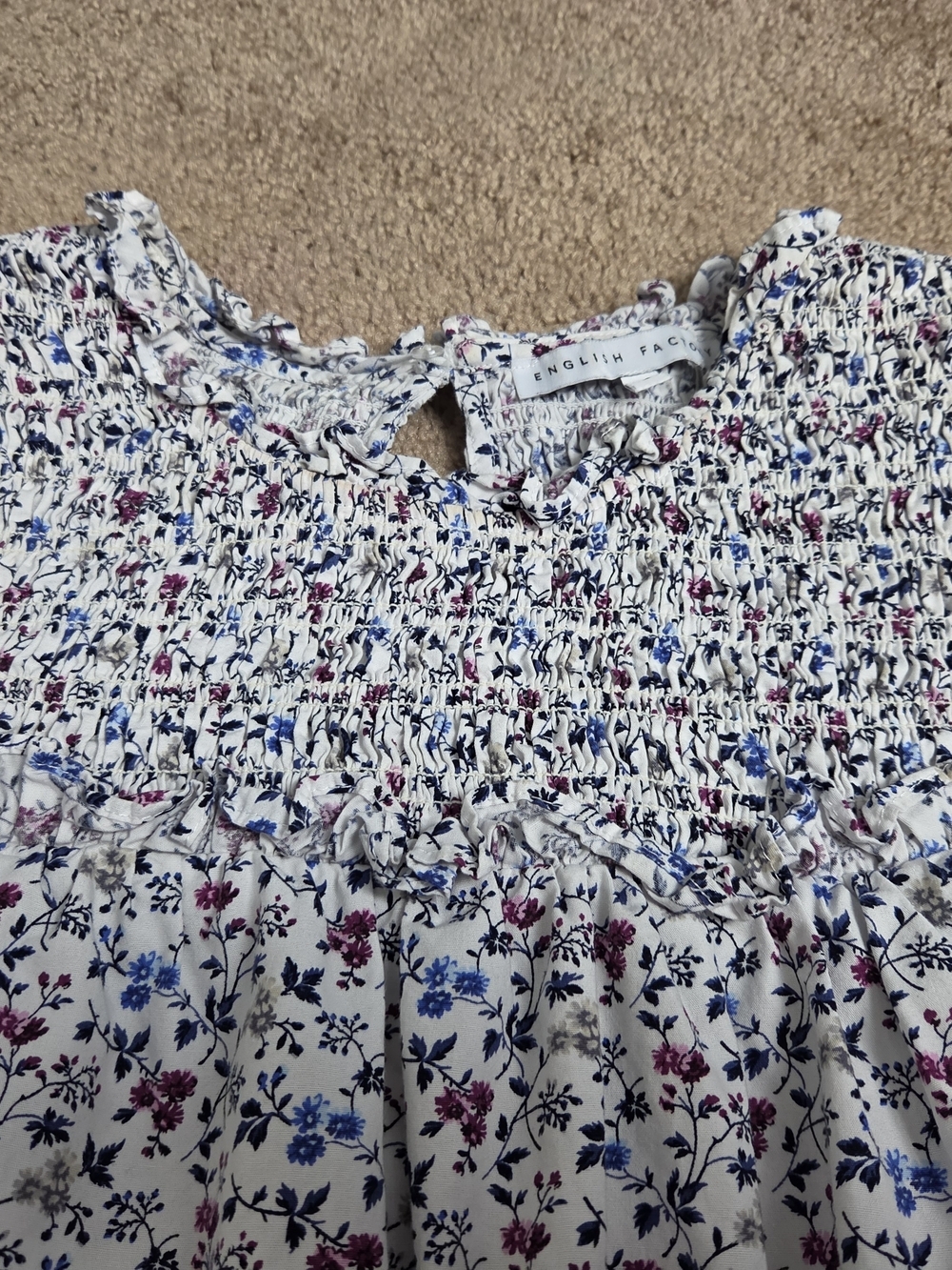 English Factory White Multi Floral Smocked Yoke Blouse - Picture 5 of 8
